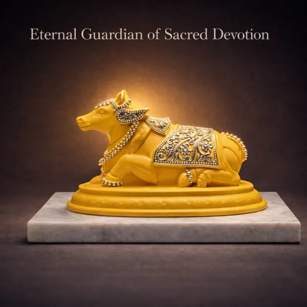 Yellow_Silver_Plated_Nandi_Idol_With_Marble_Base_Sacred_Shiva_Nandi_Murti