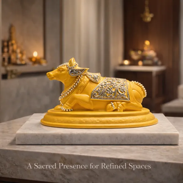 Yellow_Silver_Plated_Nandi_Idol_With_Marble_Base_Sacred_Shiva_Nandi_Murti