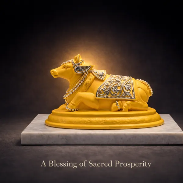 Yellow_Silver_Plated_Nandi_Idol_With_Marble_Base_Sacred_Shiva_Nandi_Murti