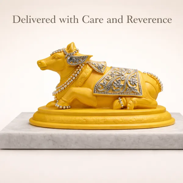 Yellow_Silver_Plated_Nandi_Idol_With_Marble_Base_Sacred_Shiva_Nandi_Murti