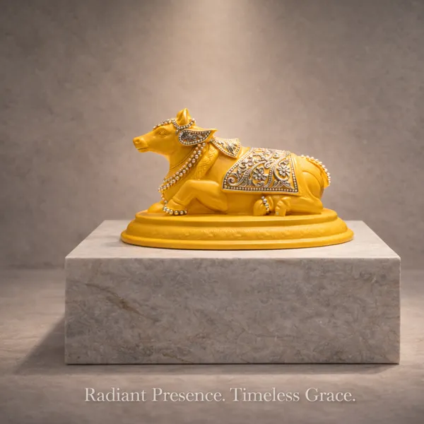 Yellow_Silver_Plated_Nandi_Idol_With_Marble_Base_Sacred_Shiva_Nandi_Murti