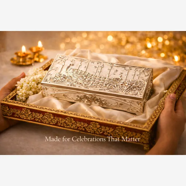 Peach_Silver_Plated_Peacock_Dry_Fruit_Box_Luxury_Gift_Box_For_Diwali_&_Weddings