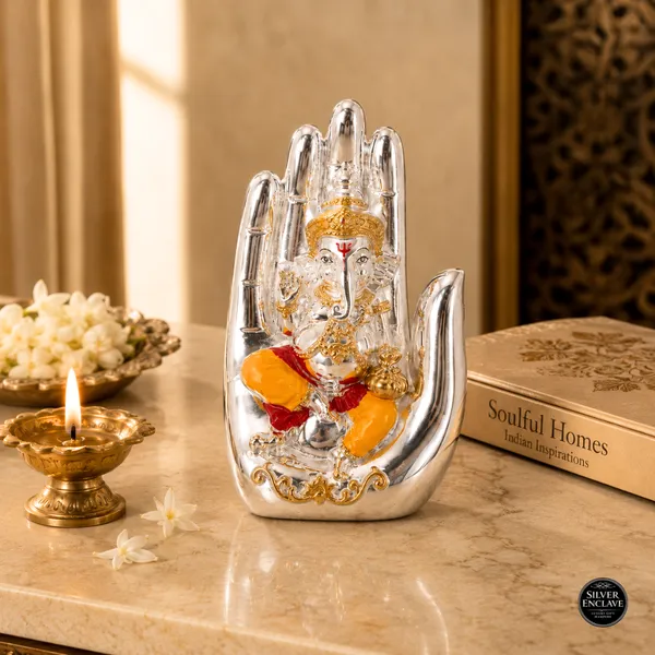 Yellow_Silver_Plated_Palm_Ganesh_Idol_For_Home_Temple,_Pooja_Decor_&_Festive_Gifting