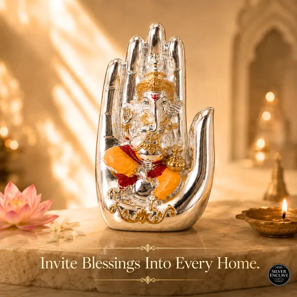 Yellow_Silver_Plated_Palm_Ganesh_Idol_For_Home_Temple,_Pooja_Decor_&_Festive_Gifting