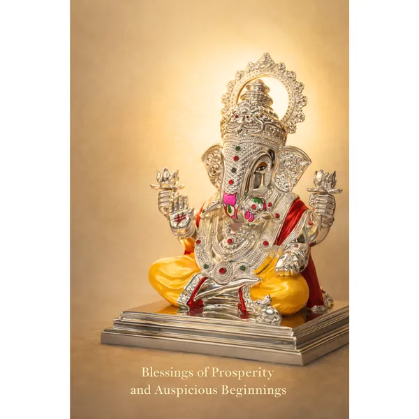 Yellow_&_Silver_Plated_Dagdusheth_Ganesh_Idol_For_Home_Temple_&_Auspicious_Gifting