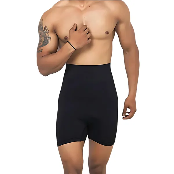 KROYWEN_Men's_Fitness_Body_Shaper_Belly_Girdle_Stomach_Compression_Boxer_Briefs_Thigh_Slimmer_for_Exercise_&_Workouts_Comfortable_Shaping_Underwear_for_Enhanced_Performance_Black