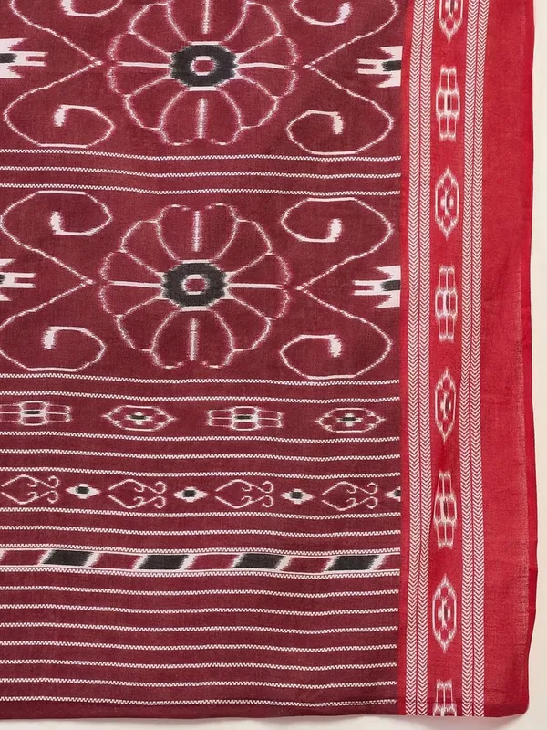 Black_And_Maroon__Minute_Ready_To_Wear_Mul_Cotton_Digital_Printed_Saree_With_Pocket_For_Women_&_Girl'S