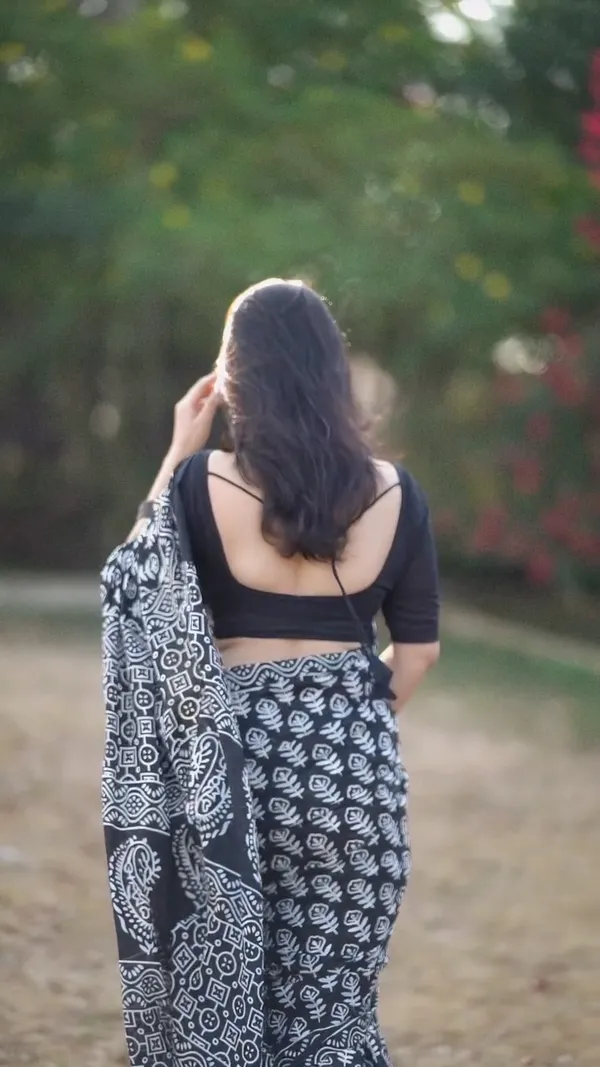 Black__-Minute_Ready_To_Wear__Cotton_Saree_For_Women_&_Girl'S