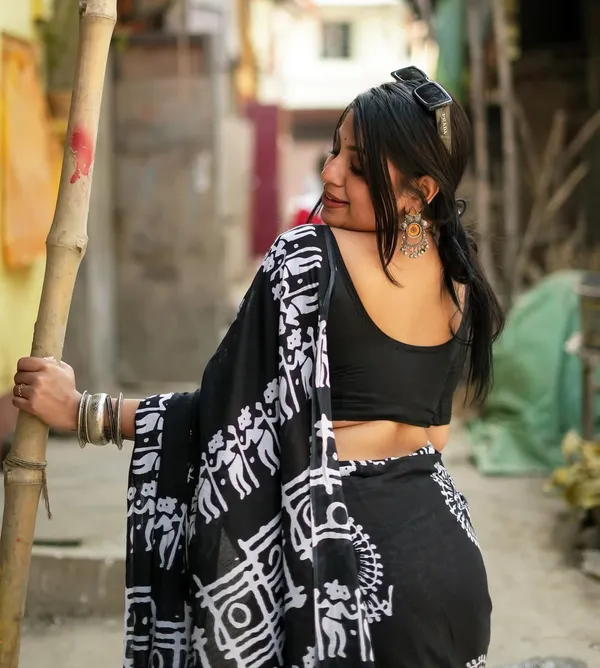Black_-Minute_Ready_To_Wear__Cotton_Saree_For_Women_&_Girl'S