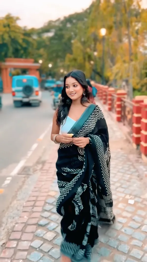 Black_-Minute_Ready_To_Wear__Cotton_Saree_For_Women_&_Girl'S