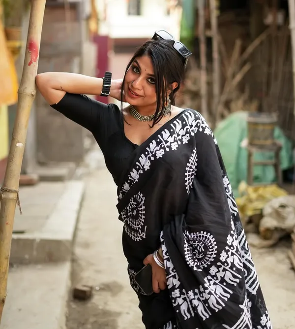 Black_-Minute_Ready_To_Wear__Cotton_Saree_For_Women_&_Girl'S