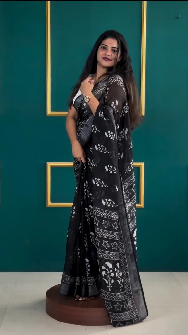 Black_-Minute_Ready_To_Wear__Cotton_Saree_For_Women_&_Girl'S