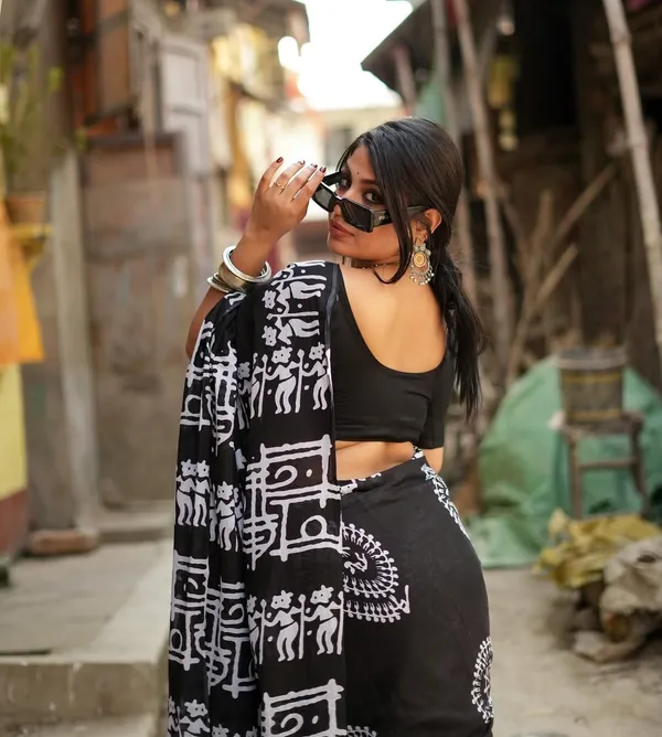 Black_-Minute_Ready_To_Wear__Cotton_Saree_For_Women_&_Girl'S