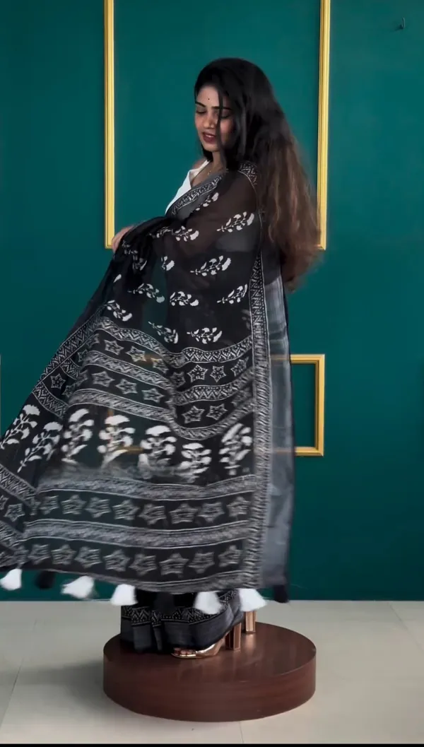 Black_-Minute_Ready_To_Wear__Cotton_Saree_For_Women_&_Girl'S