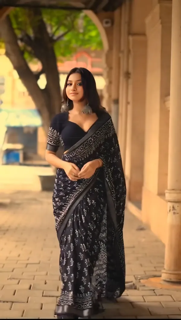 Black_-Minute_Ready_To_Wear__Cotton_Saree_For_Women_&_Girl'S