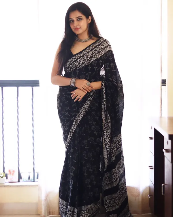 Black__-Minute_Ready_To_Wear__Cotton_Saree_For_Women_&_Girl'S