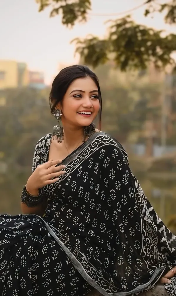 Black__-Minute_Ready_To_Wear__Cotton_Saree_For_Women_&_Girl'S