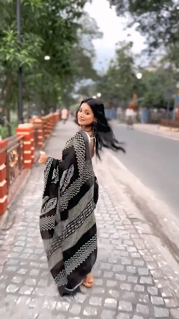 Black_-Minute_Ready_To_Wear__Cotton_Saree_For_Women_&_Girl'S