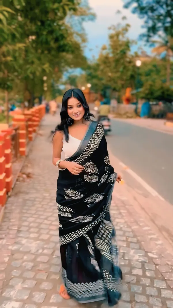 Black_-Minute_Ready_To_Wear__Cotton_Saree_For_Women_&_Girl'S
