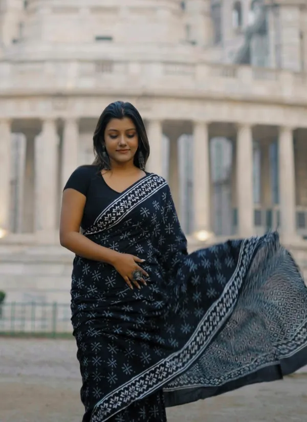 Black_-Minute_Ready_To_Wear__Cotton_Saree_For_Women_&_Girl'S