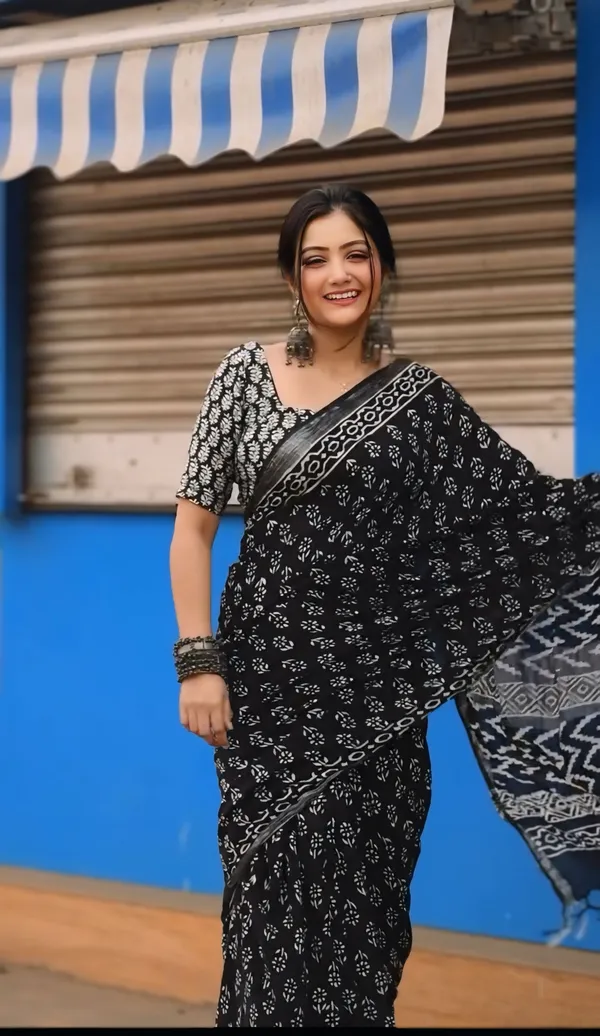 Black__-Minute_Ready_To_Wear__Cotton_Saree_For_Women_&_Girl'S