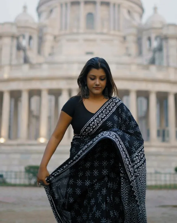 Black_-Minute_Ready_To_Wear__Cotton_Saree_For_Women_&_Girl'S