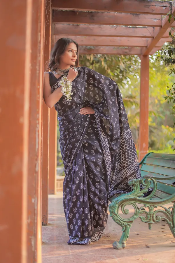 Black_-Minute_Ready_To_Wear__Cotton_Saree_For_Women_&_Girl'S