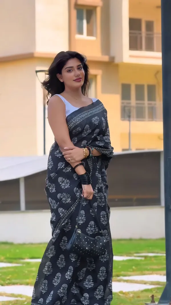 Black_-Minute_Ready_To_Wear__Cotton_Saree_For_Women_&_Girl'S