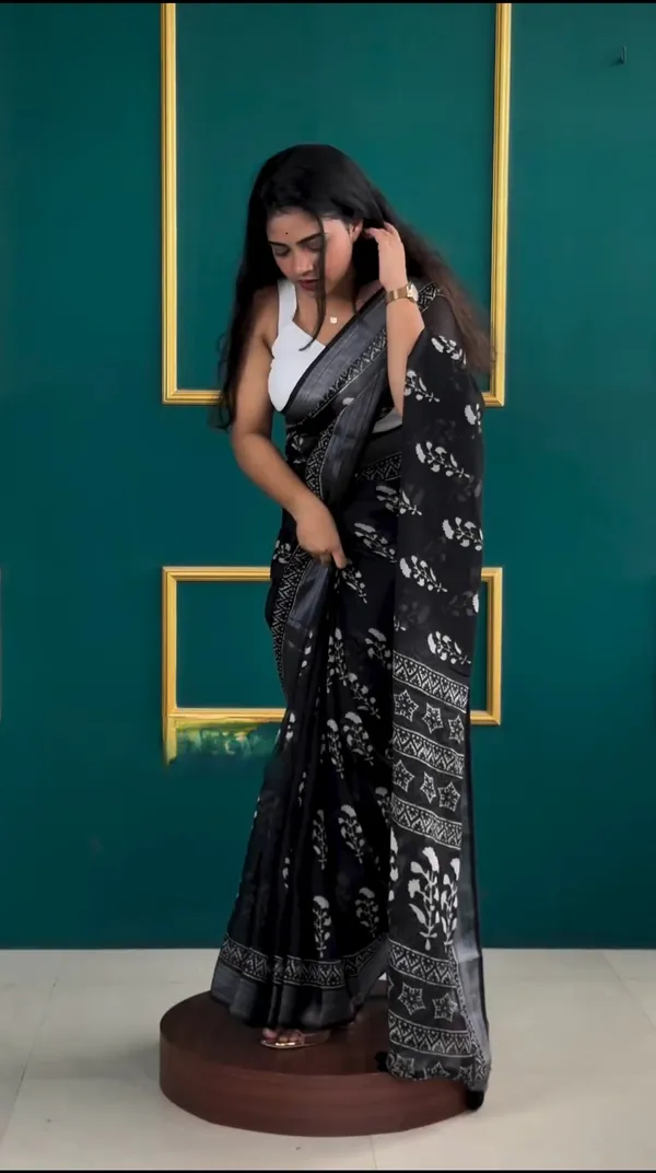 Black_-Minute_Ready_To_Wear__Cotton_Saree_For_Women_&_Girl'S