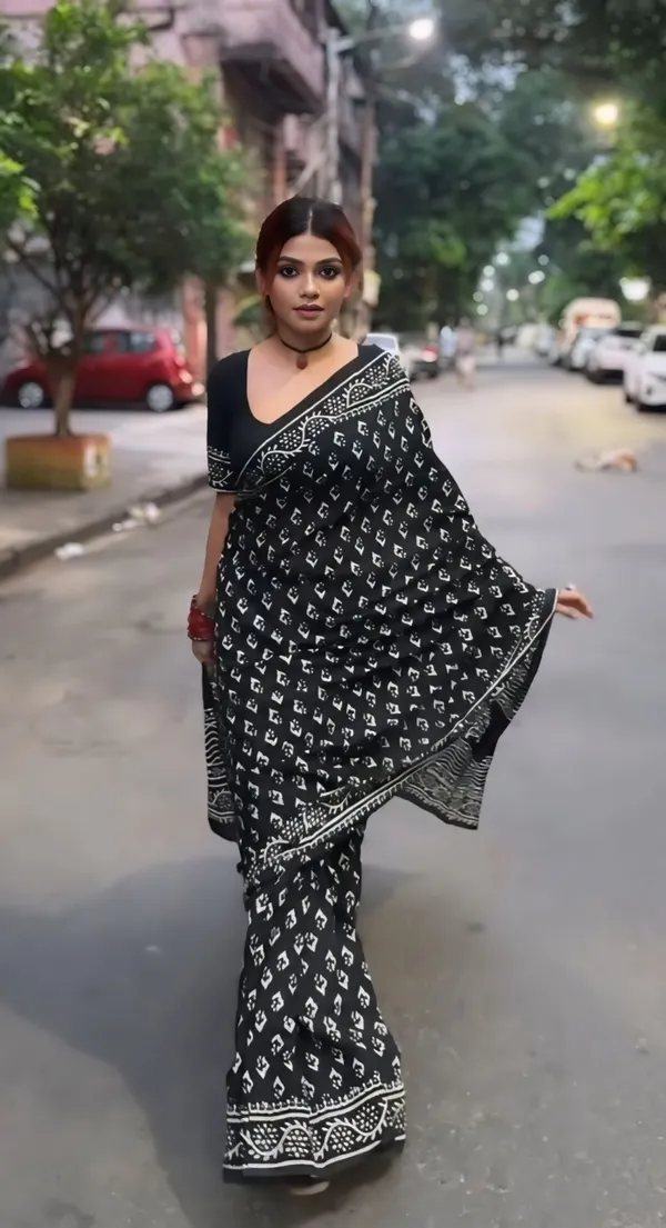 Black_-Minute_Ready_To_Wear__Cotton_Saree_For_Women_&_Girl'S