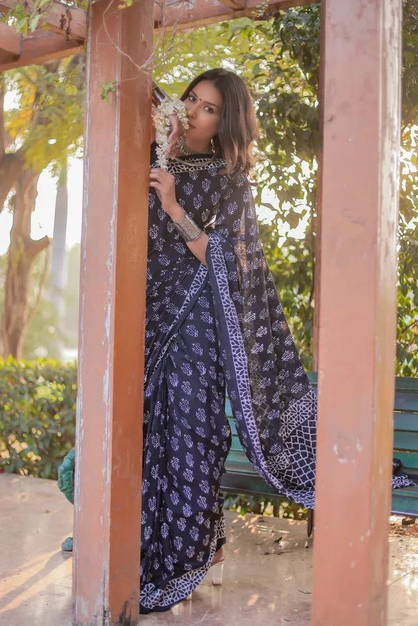 Black_-Minute_Ready_To_Wear__Cotton_Saree_For_Women_&_Girl'S