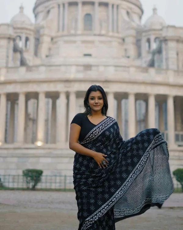 Black_-Minute_Ready_To_Wear__Cotton_Saree_For_Women_&_Girl'S
