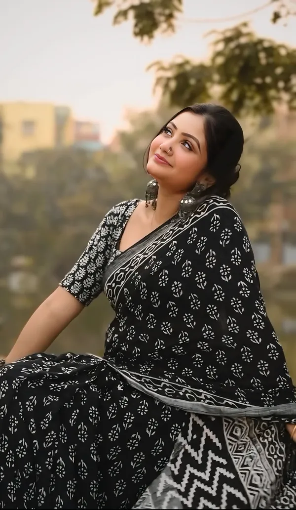 Black__-Minute_Ready_To_Wear__Cotton_Saree_For_Women_&_Girl'S