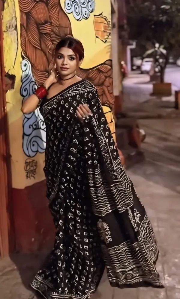 Black_-Minute_Ready_To_Wear__Cotton_Saree_For_Women_&_Girl'S