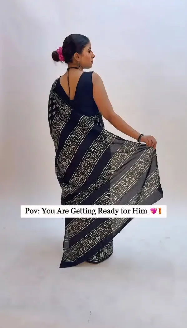 Black__Minute_Ready_To_Wear__Mul_Cotton_Digital_Printed_Saree_With_Pocket_For_Women_&_Girl'S