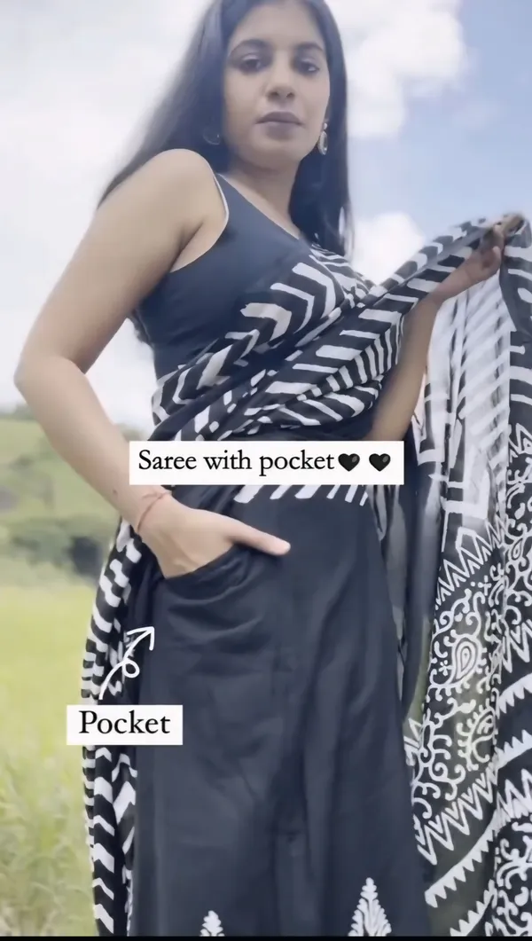 Black__Minute_Ready_To_Wear__Mul_Cotton_Digital_Printed_Saree_With_Pocket_For_Women_&_Girl'S