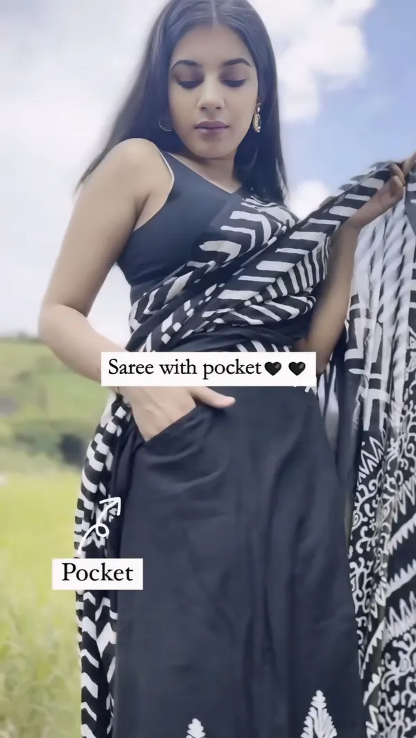 Black__Minute_Ready_To_Wear__Mul_Cotton_Digital_Printed_Saree_With_Pocket_For_Women_&_Girl'S