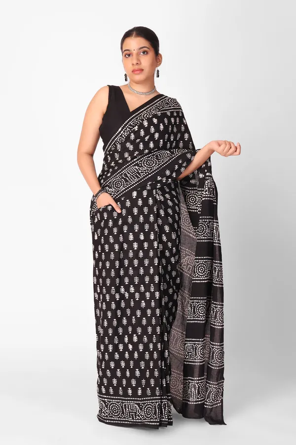 Black__Minute_Ready_To_Wear__Mul_Cotton_Digital_Printed_Saree_With_Pocket_For_Women_&_Girl'S
