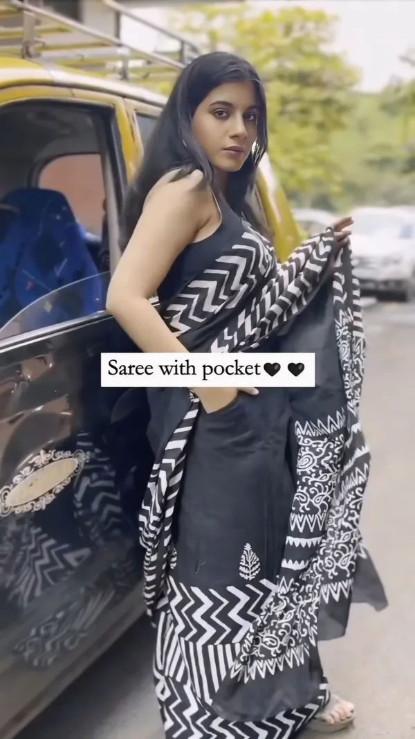 Black__Minute_Ready_To_Wear__Mul_Cotton_Digital_Printed_Saree_With_Pocket_For_Women_&_Girl'S