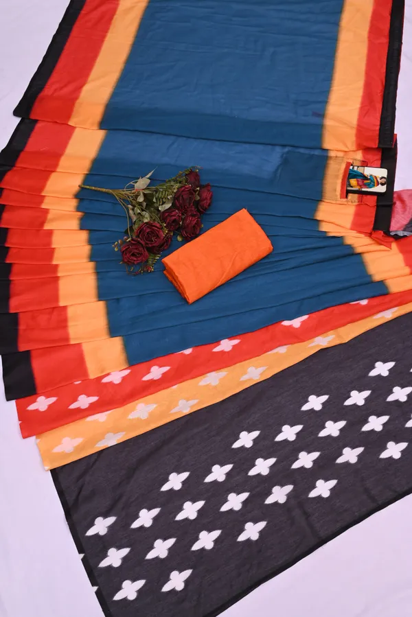 Blue_And_Mustard__Minute_Ready_To_Wear_Mul_Cotton_Digital_Printed_Saree_With_Pocket_For_Women_&_Girl'S