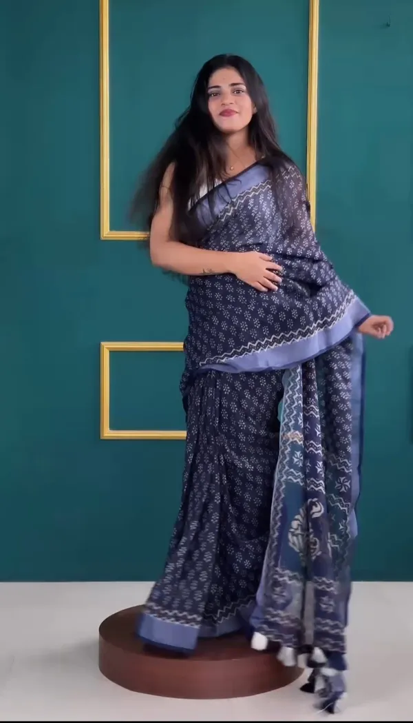 Blue__-Minute_Ready_To_Wear__Cotton_Saree_For_Women_&_Girl'S