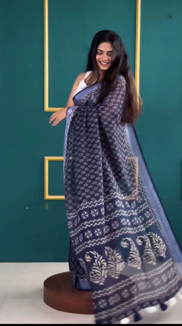 Blue__-Minute_Ready_To_Wear__Cotton_Saree_For_Women_&_Girl'S