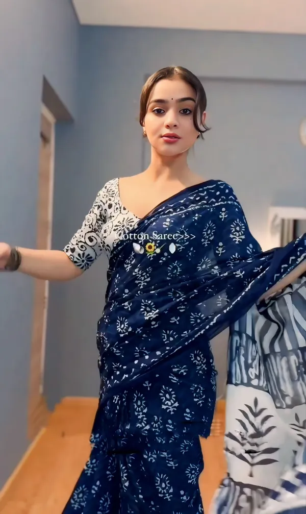 Blue_-Minute_Ready_To_Wear__Cotton_Saree_For_Women_&_Girl'S
