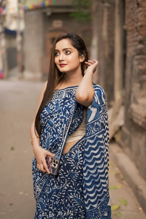 Blue_-Minute_Ready_To_Wear__Cotton_Saree_For_Women_&_Girl'S