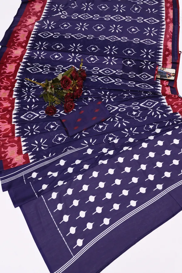 Blue__Minute_Ready_To_Wear__Mul_Cotton_Digital_Printed_Saree_With_Pocket_For_Women_&_Girl'S