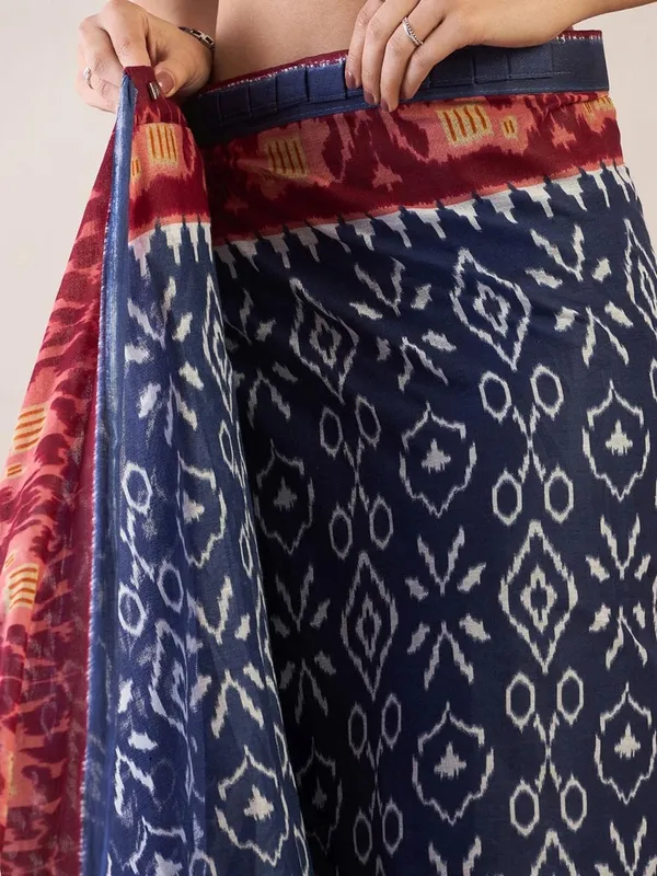 Blue__Minute_Ready_To_Wear__Mul_Cotton_Digital_Printed_Saree_With_Pocket_For_Women_&_Girl'S