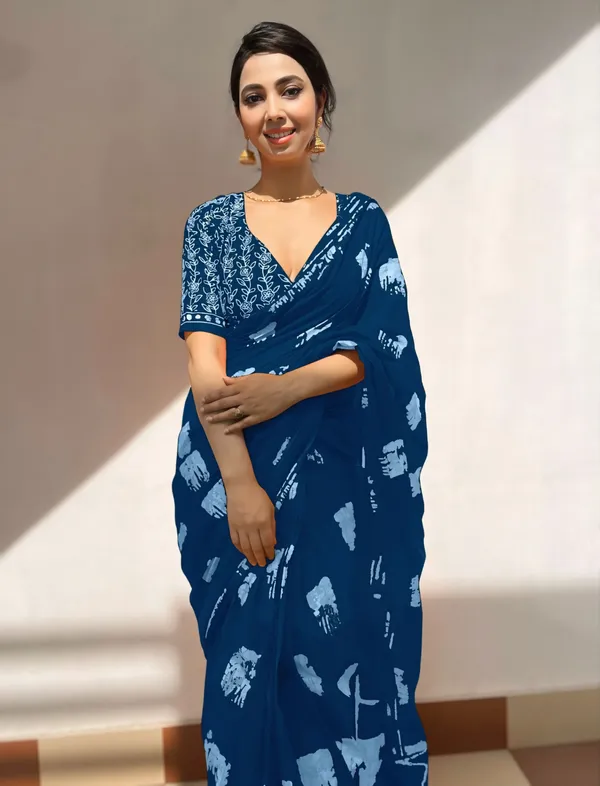 Blue__Minute_Ready_To_Wear__Mul_Cotton_Digital_Printed_Saree_With_Pocket_For_Women_&_Girl'S