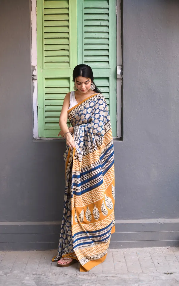Blue__Minute_Ready_To_Wear__Mul_Cotton_Digital_Printed_Saree_With_Pocket_For_Women_&_Girl'S