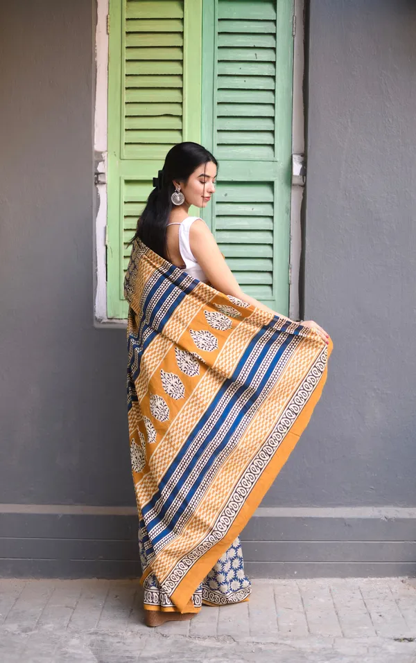 Blue__Minute_Ready_To_Wear__Mul_Cotton_Digital_Printed_Saree_With_Pocket_For_Women_&_Girl'S