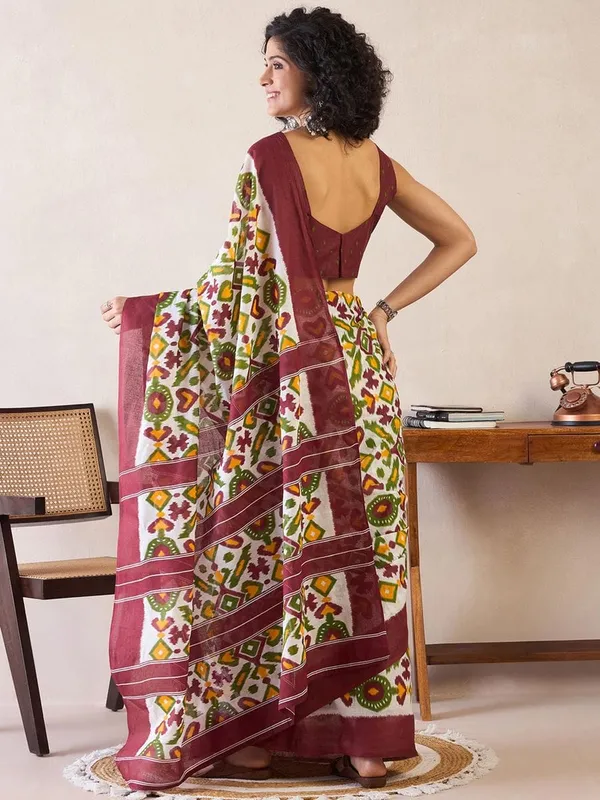 Brown__Minute_Ready_To_Wear_Mul_Cotton_Digital_Printed_Saree_With_Pocket_For_Women_&_Girl'S
